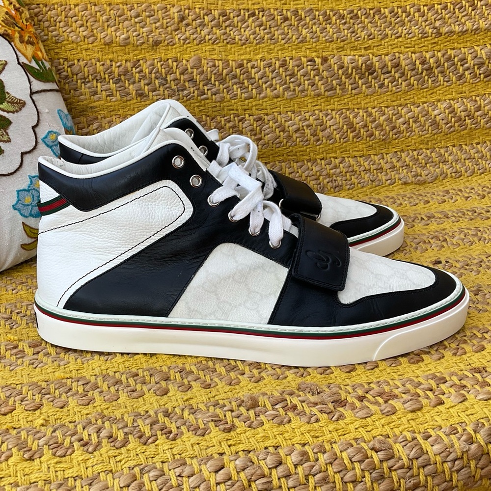 Men’s Gucci Monogram GG Supreme High Top Sneakers 14.5 AUTHENTIC